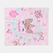  Tie Dye Unicorn Coquette Bow  Fleecedecke (Vorderseite (Horizontal))