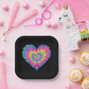 Tie Dye Valentinstag Bunte Herzen Tag  Pappteller