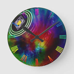 Tie Dyed Lawn Bowl, Wall Clock Runde Wanduhr