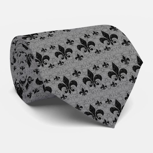 Tie Fleur-De-Lis Charcoal Krawatte (Gerollt)
