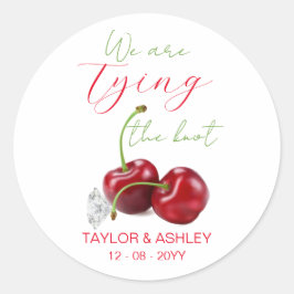 Tie the Knot Cherry Engagement Runder Aufkleber
