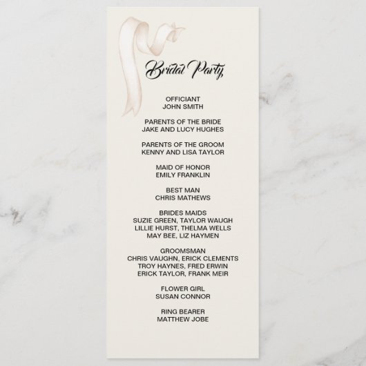 Tie the knot double side program card programm (Rückseite)