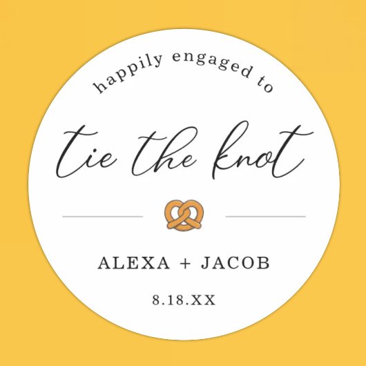Tie the Knot Pretzel Engagement Party Favor Label Runder Aufkleber