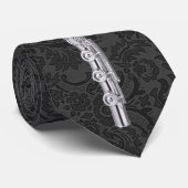 Tied Black Damask Flute Krawatte (Gerollt)