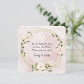 Tied Rope mit Hydrangea Bouquets Save The Date (Stehend Vorderseite)