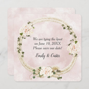 Tied Rope mit Hydrangea Bouquets Save The Date