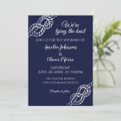 Tied The Knot Nautical Rope White Navy Wedding Einladung (Stehend Vorderseite)