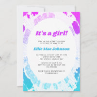 Tiedye-Baby-Shower-Einladung, es ist ein Mädchen