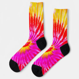 Tiedye-Design in Rosa, Rot und Gelb Socken