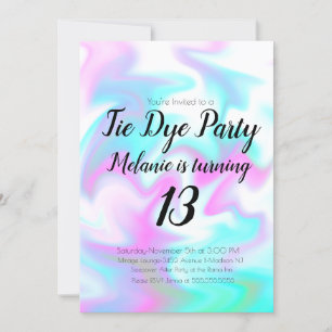 Tiedye-Geburtstagsfeier Bunte Zuckerwaren Einladung