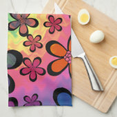 tiedye mit Blumen Geschirrtuch (Viertel Falte)