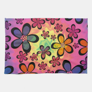 tiedye mit Blumen Geschirrtuch