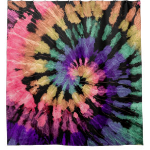 Tiedye-Muster. Handgezeichnetes Regenbogen-Shibori Duschvorhang