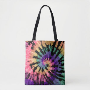 Tiedye-Muster. Handgezeichnetes Regenbogen-Shibori Tasche
