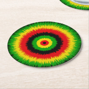 Tiedye-Muster in Rastafari-Flaggenfarben Runder Pappuntersetzer