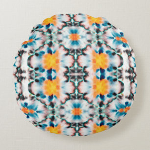 Tiedye-Nahtloses Muster. Ethnisches Abstrakt. Psyc Rundes Kissen