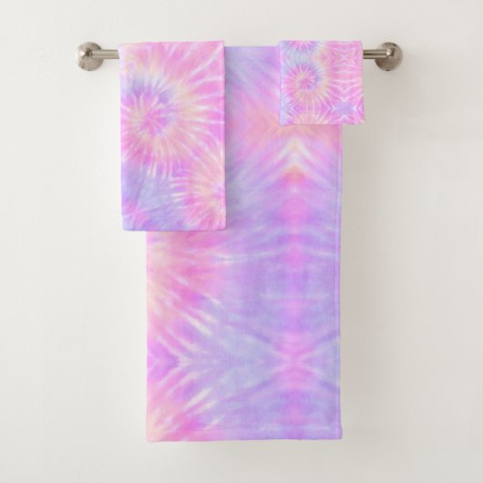 Tiedye Pastel Rainbow Spiral Hippie Gefärbte Krawa Badhandtuch Set (Insitu)