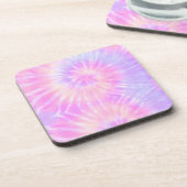 Tiedye Pastel Rainbow Spiral Hippie Gefärbte Krawa Getränkeuntersetzer (Linke Seite)