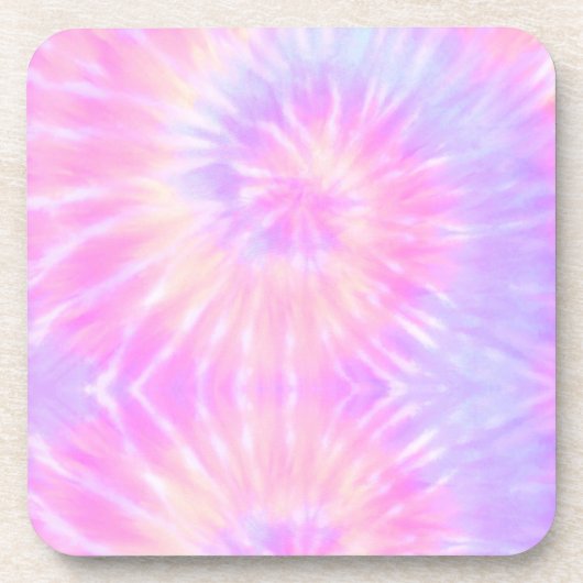 Tiedye Pastel Rainbow Spiral Hippie Gefärbte Krawa Getränkeuntersetzer (Vorderseite)