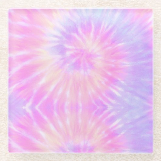 Tiedye Pastel Rainbow Spiral Hippie Gefärbte Krawa Glasuntersetzer (Vorderseite)