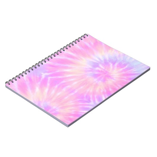 Tiedye Pastel Rainbow Spiral Hippie Gefärbte Krawa Notizblock (Linke Seite)