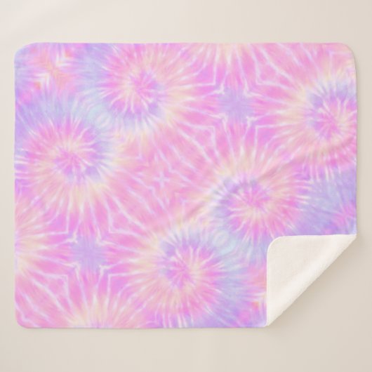 Tiedye Pastel Rainbow Spiral Hippie Gefärbte Krawa Sherpadecke (Vorderseite (Horizontal))