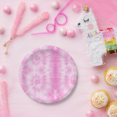 Tiedye Pink Spiral Hippie Gefärbte Krawatte Pappteller (Party)