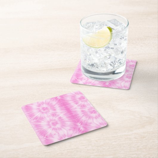 Tiedye Pink Spiral Hippie Gefärbte Krawatte Rechteckiger Pappuntersetzer (Vor Ort)