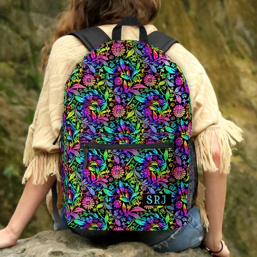 Tiedye Retro Hippie Blume Muster Custom Monogram Bedruckter Rucksack
