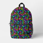 Tiedye Retro Hippie Blume Muster Custom Monogram Bedruckter Rucksack (Vorderseite)