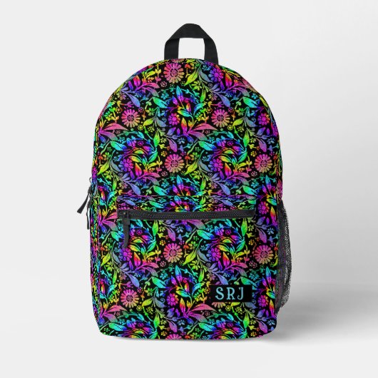 Tiedye Retro Hippie Blume Muster Custom Monogram Bedruckter Rucksack (Vorderseite)