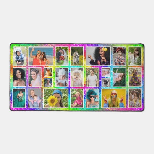 Tiedye Retro Hippie Easy 25 Custom Foto Collage Schreibtischunterlage (Vorderseite)