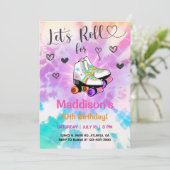 TieDye Roller Skaten Girl Geburtstag einladen. Einladung (Stehend Vorderseite)