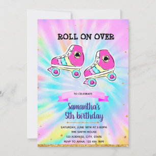 Tiedye-Rollschuh-Party-Einladung Einladung