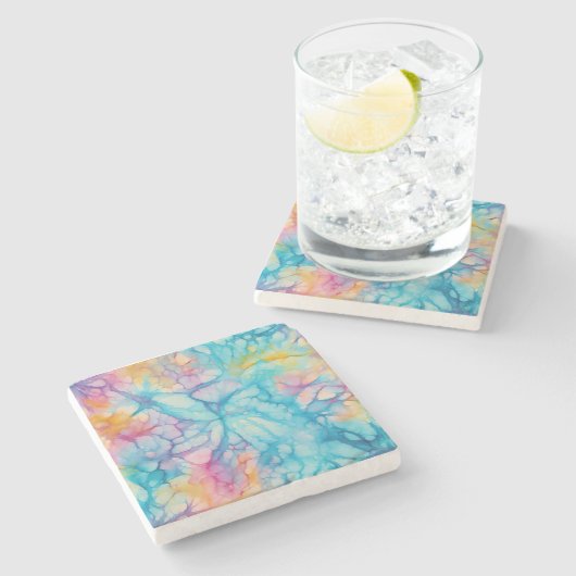 Tiedye Steinuntersetzer (Seitenansicht)
