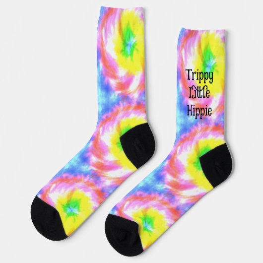 Tiedye Trippy Hippie Psychedelic Retro 70er Custom Socken (Linkes Detail)