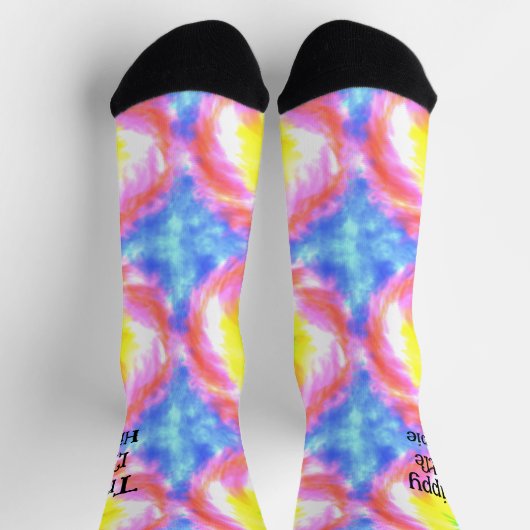 Tiedye Trippy Hippie Psychedelic Retro 70er Custom Socken (Oben)