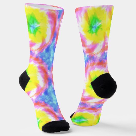 Tiedye Trippy Hippie Psychedelic Retro 70er Custom Socken (Gewinkelt)