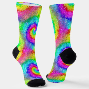 Tiedye Trippy Hippie Psychedelic Retro Mit Monogra Socken