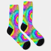 Tiedye Trippy Hippie Psychedelic Retro Mit Monogra Socken (Rechts)