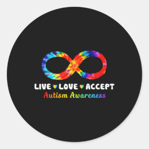 Tiedye Unendlichkeitssymbol Lebe Liebe Akzeptiere  Runder Aufkleber