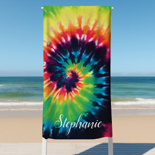 Tiedye-Wirbel-Regenbogen Retro Personalisierter So Strandtuch