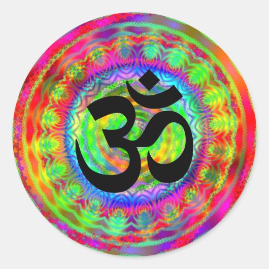 Tiedye Ziel mit Om-Symbol Runder Aufkleber (Vorderseite)