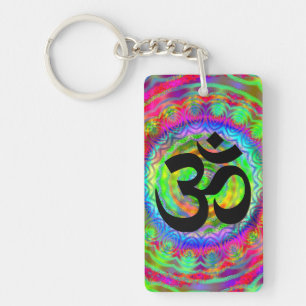 Tiedye Zielscheibe mit Om-Symbol Schlüsselanhänger