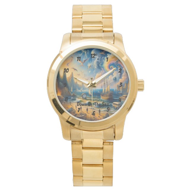 Tief am Meer: Eine surreale Küstenlandschaft Armbanduhr (Vorderseite)