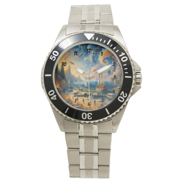 Tief am Meer: Eine surreale Küstenlandschaft Armbanduhr (Vorderseite)