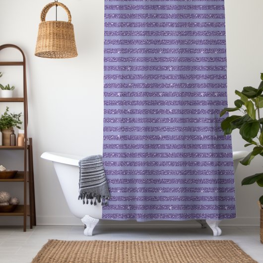 Tief Amethyst Glitter Style Horizontale Streifen Duschvorhang