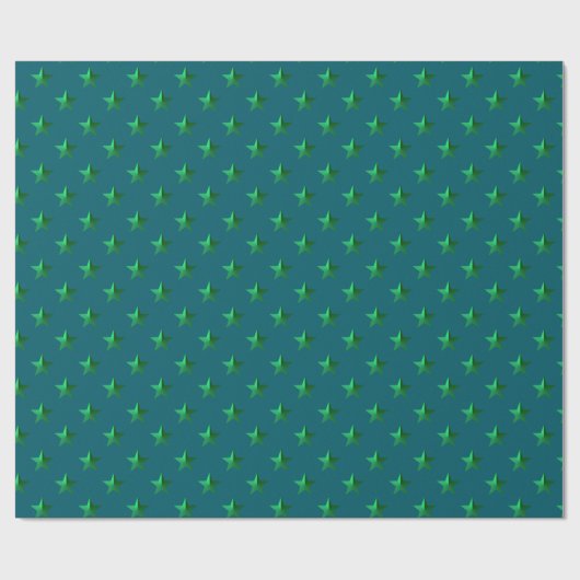 Tief Aquamarine blaugrüne Sterne Geschenkpapier (Flach)
