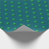 Tief Aquamarine blaugrüne Sterne Geschenkpapier (Ecke)