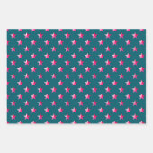 Tief Aquamarine blaurosa violette Lila Sterne Geschenkpapier Set (Vorderseite 2)